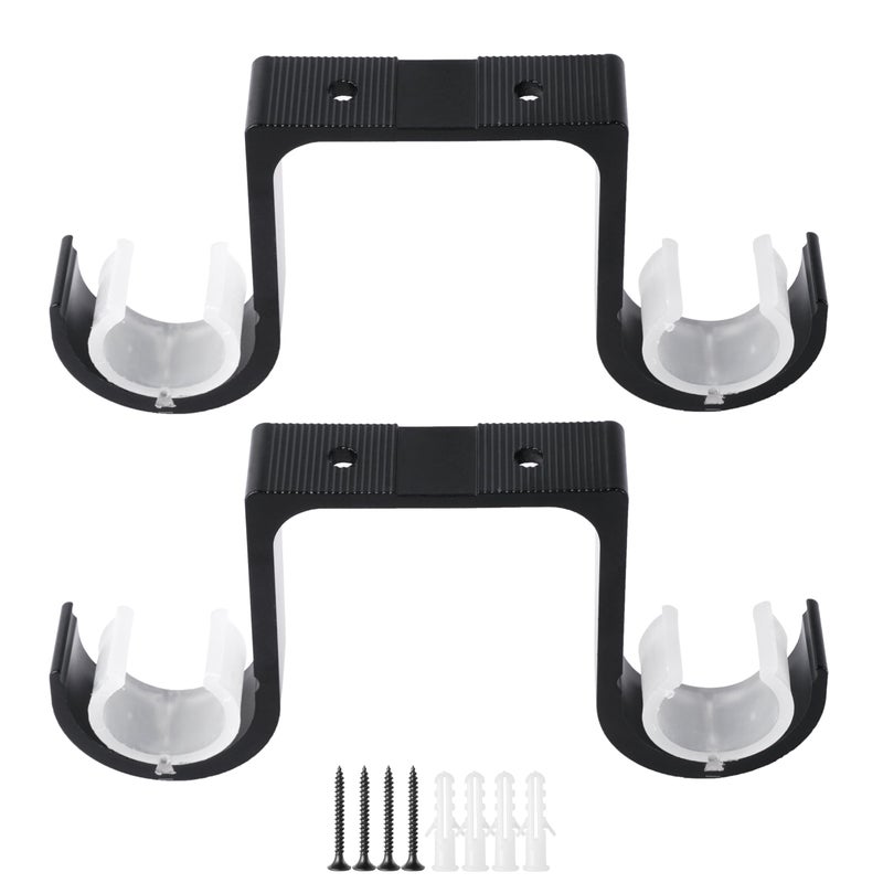 AddGrace Heavy Duty Double Curtain Rod Holders 2 Pack-Ceiling Curtain Rod Brackets Drilled Aluminum Alloy for Bedroom Living Roomï¼ˆBlackï¼‰ - Image 1